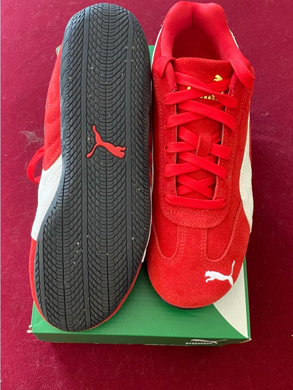 Puma Women’s Speedcat Red Suede Sneakers with White Formstrip - Picture 3 of 3